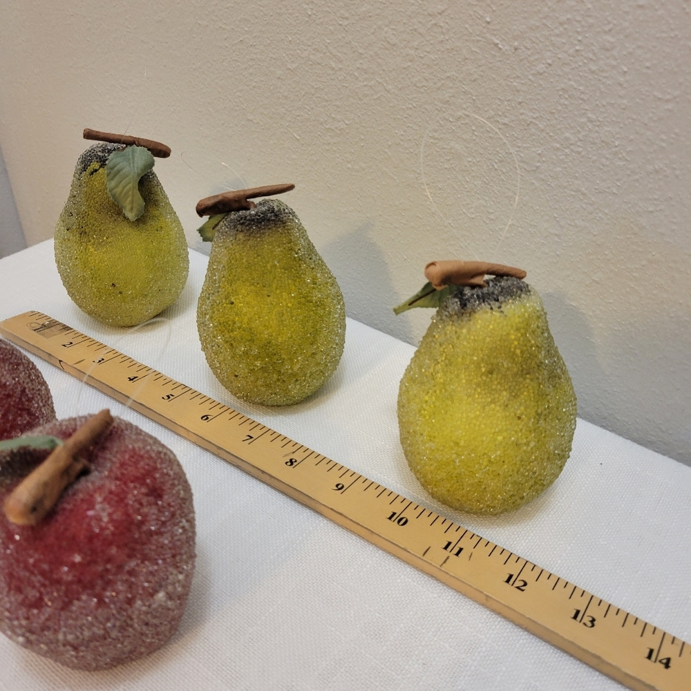 Vintage Sugared Decorative Red and Yellow Faux Fruit Set - Picture 11 of 14